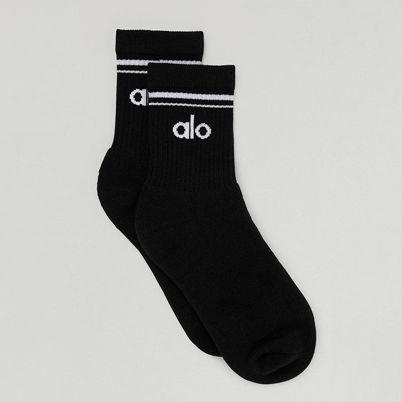 Unisex Half-Crew Throwback Sock - Black